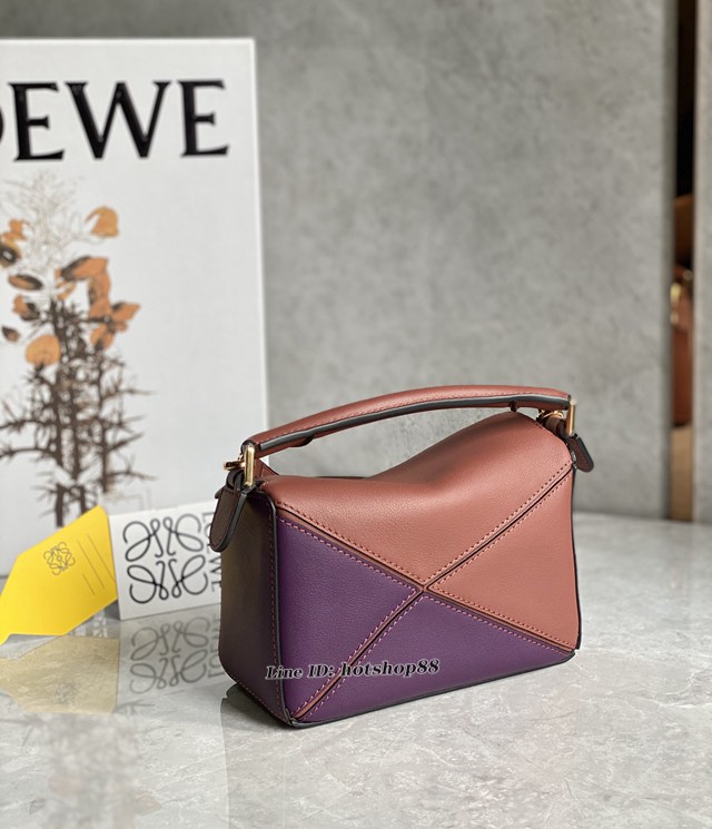 Loewe專櫃經典款2022新顏色迷你女包 羅意威Puzzle系列Mini女款手提肩背包小牛皮幾何包 10173 lyw1083